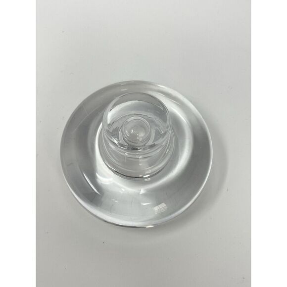 Dansk Lead Crystal Candle Taper Holder Heavy MCM Round 2.5” Tall 3.75” Wide - Picture 6 of 8
